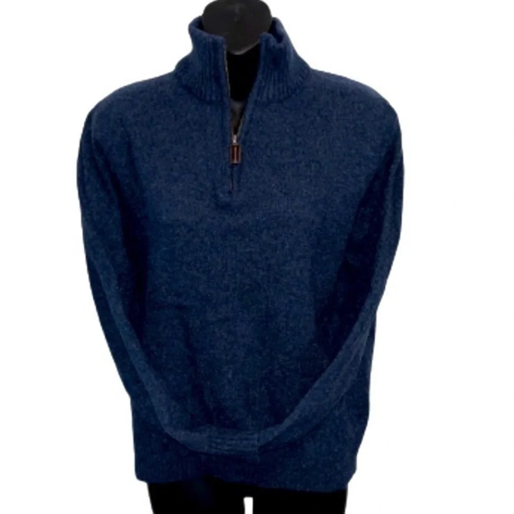 J. Crew navy blue pullover 1/2 zip 100% wool sweater size L